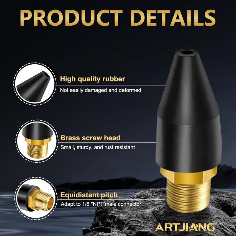 ARTJIANG 6PCS Black Rubber Air Tool For Air Nozzle Tip, Blow Gun Rubber Tip For Air Tool, Parts Air Nozzle For Air Blow Guns Tool For Air Tool Parts & Accessories Air Blow Guns Tool - Image 4